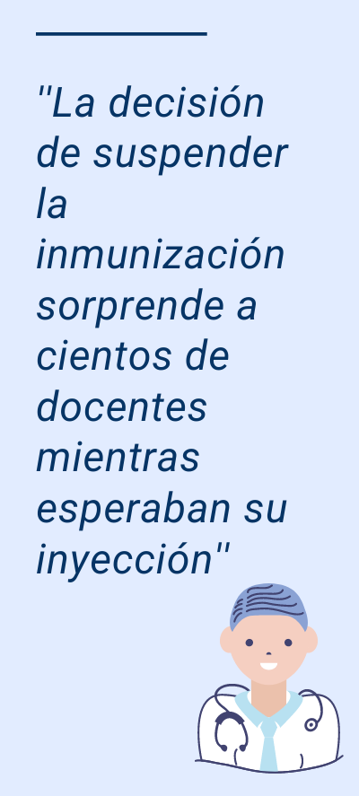 La decisión de suspender la inmunización sorprende a cientos de docentes mientras esperaban su inyección