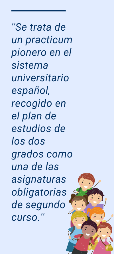 COLEGIOS CON SELLO RURAL: ''Se trata de un practicum pionero en el sistema universitario español, recogido en el plan de estudios de los dos grados como una de las asignaturas obligatorias de segundo curso.''